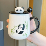 Kaas ja lusikaga kruus Uus stiil Naiste Panda tass Suveniir Keraamiline veetass Kohvitass 301-400ml