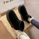 Paksud Pl&uuml;&uuml;sist Platvormiga Lumesaapad Naistele Talvised Soojad Karusnahast Puuvillased Kingad Naised Faux Suede Sisselibistatavad H&uuml;ppeliigese Saapad Polsterdatud Kingad 37EU/CN38 khaki