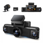 CARKUMI D1 4 kaameraga, Kriipsukaamera, 360 kraadi WiFi, Eesmine ja tagumine kaamera, V&auml;ike, must