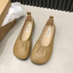 Ehtsast nahast kevads&uuml;gisene k&auml;sit&ouml;&ouml;na valmistatud lamedad baleriinajalatsid Naiste jalavarjud Mugavad pehmest nahast naiste kingad 38