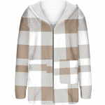 Women's checked fashion long-sleeved top coat XL khaki