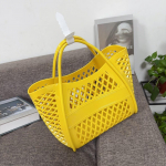 Pehme plastist kodune korv ristk&uuml;likukujuline k&ouml;&ouml;giviljakorv kaasaskantav suur mahutavus supermarketi ostukorv kaasaskantav vannikorv 25x25cm kollane