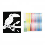 Tableau sticker au num&eacute;ro avec sticker epoxy toucan 22 x 18,5 cm