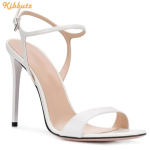 Must Valge Nude T-kujulise rihmaga pandlaga sandaalid Stiletto kontsaga Avatud varba k&otilde;rged kontsad Seksikad naiste sandaalid Slingback suvekingad 39 beige