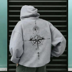Meeste kvaliteetne graafilise tr&uuml;kiga kapuutsiga pusa Pikkade varrukatega kapuutsiga dressipluus S&uuml;gis ja talv Vabaaja spordir&otilde;ivad Soe pullover Topp XL gray