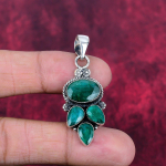 Smaragdripats, 925 h&otilde;bedast ripats v&auml;&auml;riskividega ehe, k&auml;sitsi valmistatud ripats h&auml;mmastav ehe, kingitus talle 1.88 Inches