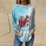 Naiste T-s&auml;rgid Vabaaja &Uuml;mara kaelusega Pikkade varrukatega S&auml;rgid J&otilde;ulud Prindiga Top Pullover XL