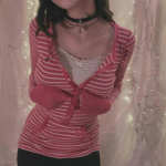 VAYLA Y2k T-s&auml;rgid naistele Vintage triibulised n&ouml;&ouml;pidega V-kaelusega pikad varrukad taskuga 2000ndate Fairy Grunge riided Streetwear S