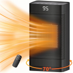 Ruumik&uuml;tteseade, 1500W PTC Kiire Kaasaskantav Elektrik&uuml;te 70&deg; P&ouml;&ouml;rlemise ja Taimeriga Magamistoa jaoks must