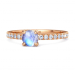 Kuukivi Klassikaline Solitaire Pave R&otilde;ngas - 925 Sterling H&otilde;be Roosa Kuld Vermeil 7 roosa kuldne v&auml;rv