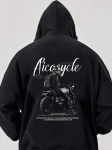 Ameerika Uus Retro High Street Hiphop Mootorratas Vedur Tr&uuml;kiga Kapuutsiga Kampsun Meeste ja Naiste S&uuml;gis ja Talv Uued Topid S black