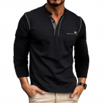 Meeste Fit pikkade varrukatega Henley s&auml;rgid Stretch aluspesu vabaaja &uuml;laosad, n&ouml;&ouml;bid, hingavad spordis&auml;rgid, sportlikud treeningud, niiskust &auml;rajuhtivad T-s&auml;rgid XXXL must