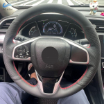 Braids on Steering Wheel For Honda Civic 10th 2016- CRV CR-V 2017- Clarity 2016-2018 Car Steering Wheel Leather Cover blue line