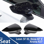 L&auml;ikiv must peeglikate Seat Leon Lion 5F III Ibiza 6F V KJ1 Arona KJ7 jaoks S&uuml;sinikukiirgus Autopoolne tahavaatepeegli kate Tarvikud Gloss Black