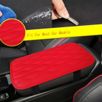 Best Leather Center Console Lid Armrest Cover Trim For Most Car Models Red wave