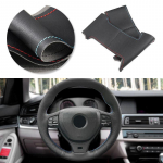 For BMW F10 F07 520i 528i F12 F13 F06 F01 F02 Car Accessories Braid Steering Wheel Cover Hand Sewing Black Leather red blue line