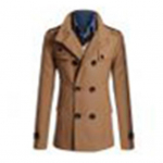 Meeste Pikkade Varrukatega Rev&auml;&auml;rkraega Kahe Rea N&ouml;&ouml;pidega Taskutega Villane Slim Trench Coat XL kaamel