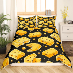 Juustuvoodipesu Komplektid Kollane Toit Magustoit Tekikatted Poistele T&uuml;drukutele Laste Tekikatted Komplektid Mood Teismeliste Magamistoa Sisustus 3 tk EU Single(135*200cm)3pcs black