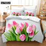 3D tulp&otilde;ie tr&uuml;kiga tekikottide komplekt - 3 osa, saadaval &uuml;hekohalises, kahekohalises ja king-suuruses AU Single(140*210cm)3pcs pink