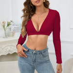 S&uuml;gis ja Talv Uus &Uuml;leminek Naiste Pikkade Varrukatega Slim-fit V-kaelusega Seksikas &Uuml;leminek L