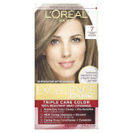 L'Or&eacute;al, Excellence Cream, Kolmekordse hoolduse v&auml;rv, Tumeblond 7 tooni, 1 kasutus