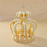 Crystal Vintage Royal Queen King Tiaras ja kroonid Meeste/naiste v&otilde;istlus ballile Diadem Juuksekaunistused Pulmajuuksed Ehted Aksessuaarid beige