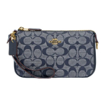 Coach Nolita 19 Klassikaline Monogramm T&otilde;mblukuga Sulgemine Jacquard Kanga ja Nahaga Kandekott &Otilde;lakott Naiste kotid Denim-Sinine CH149-IMDEI Basic Set (Bag+Dust Bag)