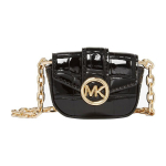 Michael Kors MK Carmen Commute Kett L&auml;ikiv Kunstnahast K&otilde;rvaklappide Crossbody Kott Mini Naiste kotid Must 35F2GNMN4A-001 Basic Set (Bag+Dust Bag)