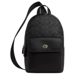 Coach 16 Br&auml;ndi logotr&uuml;kiga kaetud l&otilde;uendist ja vasikanahast &otilde;lakott V&auml;ike unisex-&otilde;lakott Must CAJ29-QBMI5 Basic Set (Bag+Dust Bag)