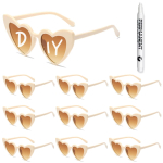 100-10 tk DIY Pulmaprillid Personaliseeritud S&uuml;damekujulised P&auml;ikeseprillid Kirjutusvahendiga Bachelorette peo Prillid Pruutneitsi Kingitused K&uuml;lalistele 10Pcs glasses 1pen beež