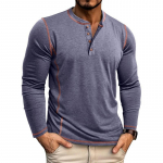 Henley T-s&auml;rk meestele Vabaaja Pikkade varrukatega Kerge N&ouml;&ouml;pidega Pullover S&auml;rgid Veniv P&otilde;hiline T-s&auml;rk Meeste Treening Sportlik Slim Fit Henley S&auml;rgid S tumesinine v&auml;rv