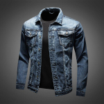 S&uuml;gis Slim Meeste Denim Jakk Stretch Retro Mootorrattur Punk Streetwear Mood Rula Noorte Teksajakk Pluss Suurus 5xl M sinine