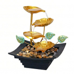 Kuldne L&otilde;&otilde;gastav Lauapealne Veepurskkaev LED-valgusega 4-astmeline Lootose V&auml;ike Laua Veekaskaad Purskkaev Kividest Kodu Vannitoa Magamistoa Kaunistuseks USB Plug