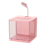 V&auml;ike &ouml;koloogiline kalavahetus kontorisse kodu lauale miniatuurne akvaarium koos filtri, LED-valgustuse ja sisseehitatud USB-veepumbaga V&auml;ike kalavahetus USB Plug roosa