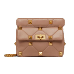 Valentino Roman Stud Tepitud Teemantmust Lambanahast K&auml;e-&Otilde;la-Risti-kehakott Keskmine Naiste Kotid Kaneelipruun-Roosa WW2B0I82BSFGF9 Basic Set (Bag+Dust Bag)