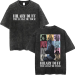 Hilary Duff The Lucky Me Tour Vintage Pesuga T-s&auml;rk Moodne Rock L&uuml;hikeste Varrukatega T-s&auml;rk Meeste Naiste Vabaaja &Uuml;le suuruse T-s&auml;rgid S black