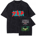 Meeste T-s&auml;rk Manga Akira T-s&auml;rk L&uuml;hikeste varrukatega Puuvillased T-s&auml;rgid Anime graafilise printiga T-s&auml;rk Vintage pestud &Uuml;lesuurusega Streetwear S
