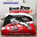 1. FC K&ouml;ln Muster Voodipesukomplekt Tekikate Padjap&uuml;&uuml;r Kodukaunistus Kingitus (1 * tekikott + 2 * padjap&uuml;&uuml;ri, ilma s&uuml;damikuta) 135x200cm black