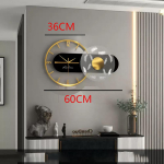 60x36cm Seinakell Moodne Disain Sulg Luksuslik Kerge Vaikne Metall Suur Seinakell Kodu Kaunistus Elutuba S&ouml;&ouml;gitoa Kellad gray