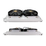 Universaalne alumiiniumist kondensaatori radiaatori jahutusventilaatori komplekt 14'' x 23'' kuumadele t&auml;navaklassikutele, bussidele, veoautodele, pikapitele AC kliimaseadmele Suction fan 12V white