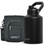 WATERSY 1.8L/2.5L/3.7L Isoleeritud veepudel Suure mahutavusega termospudel Roostevabast terasest vaakumpudel k&auml;epidemega Hoidke k&uuml;lma 1893ml must