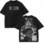 REZERO Anime T-s&auml;rk Mehed Naised R&otilde;ivad Subaru Natsuki Vintage Pesitud T-s&auml;rk Suvine L&uuml;hikeste Varrukatega Vabaaja Puuvillased T-s&auml;rgid Topid S