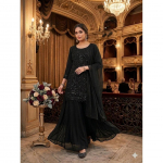 Must Georgette Pakisatni Palazzo &Uuml;likond India Peo R&otilde;ivad Disainer Salwar Kameez L-40