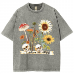 Naiste multikakujuline T-s&auml;rk Vintage p&auml;evalilleprindiga Veele pestud L&uuml;hikeste varrukatega T-s&auml;rgid Paarile Streetwear L&otilde;dvad riided Topid S mitmev&auml;rviline