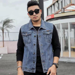 Denimvest Meeste Sinine teksariidest Varrukateta Jakk 8XL S&uuml;gis Kitsas Hip Hop Cowboy Meeste Vest Suur Suurus Meeste Jeans Jakk 2XL gray
