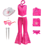 Cowgirl filmi Purim kost&uuml;&uuml;m Roosa vesttop ja laienevad p&uuml;ksid lastele Halloweeni s&uuml;nnip&auml;evapeo t&uuml;drukute karnevaliriietus 120 pink