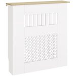 Lamelitud Puidust Radiaatorikate Ristdetailide ja &Uuml;lemise Riiuliga, 78 x 19 x 81 cm, Valge 78 x 19 x 81 cm