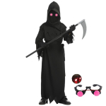 Halloweeni Laste &Otilde;udus Punase Silmaga Surmaingli Kost&uuml;&uuml;m Vikat Kuradi Tume S&otilde;numitooja Vaim Cosplay Komplekt S(100-130CM) black