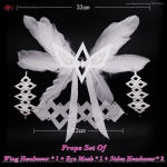 Kvaliteetne Columbina Cosplay Parukas Fatui Damselette Colombina Cosplay Anime Parukad Kuumakindel S&uuml;nteetiline Juus + Parukakate white