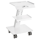 VEVORi laborik&auml;ru, 3-korruseline ratastega laborik&auml;ru, metallist mobiilne k&auml;ru p&ouml;&ouml;rlevate ratastega, kandikuga ratastega kliinikuk&auml;ru, kandev&otilde;ime 100 kg, labori jaoks 38 x 31.5 x 0.3 cm valge